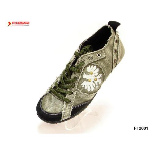 Fiesso Green / Black Denim Casual Sneakers FI2001